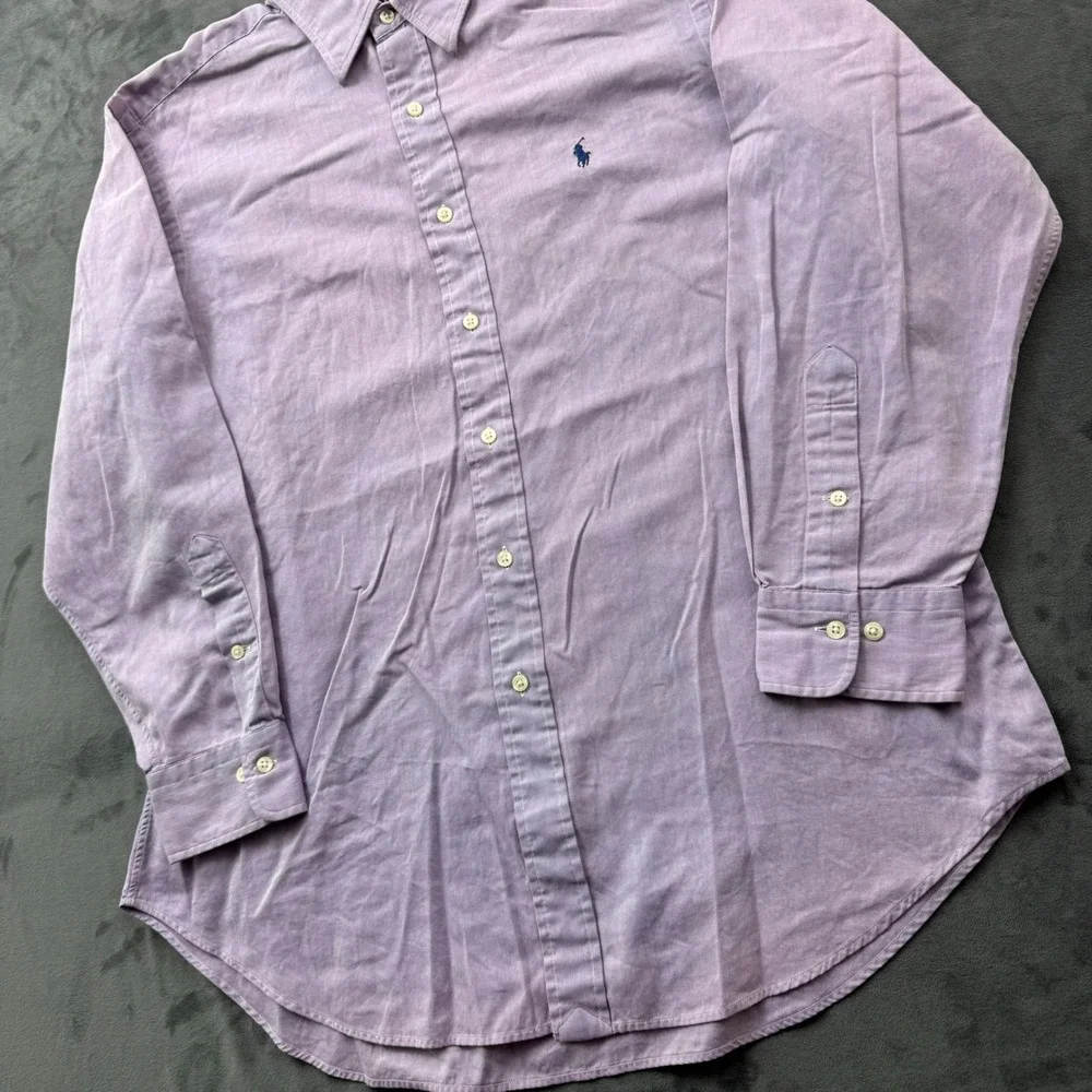 Polo Ralph Lauren Andrew Shirt Mens 16.5 32/33 Purple Cotton Button Down Faded
